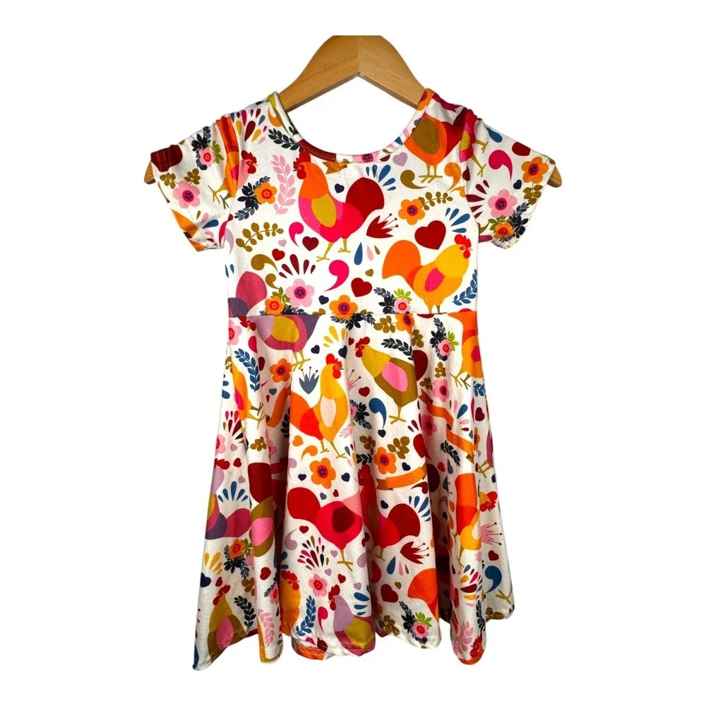 Marie Nicole Girls Dress Lot of 2‎ Sz Lg/4 Spring Summer Multicolor Rooster Dino